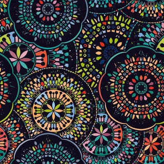 少数民族藏族特色花纹波西米亚风纹理背景图案设计AI矢量图片素材