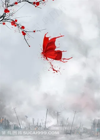 电影金陵十三钗概念海报之梅花与血蝴蝶