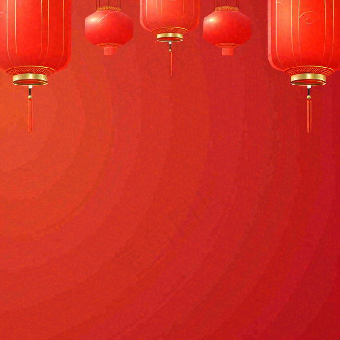 中国红创意喜庆灯笼，元旦新年小年除夕