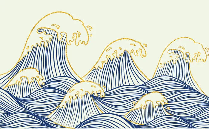 中国风鎏金浪花波浪矢量psd模版下载