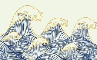 中国风鎏金浪花波浪矢量