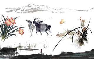 山水画素材中国风水墨画素材元素中国画