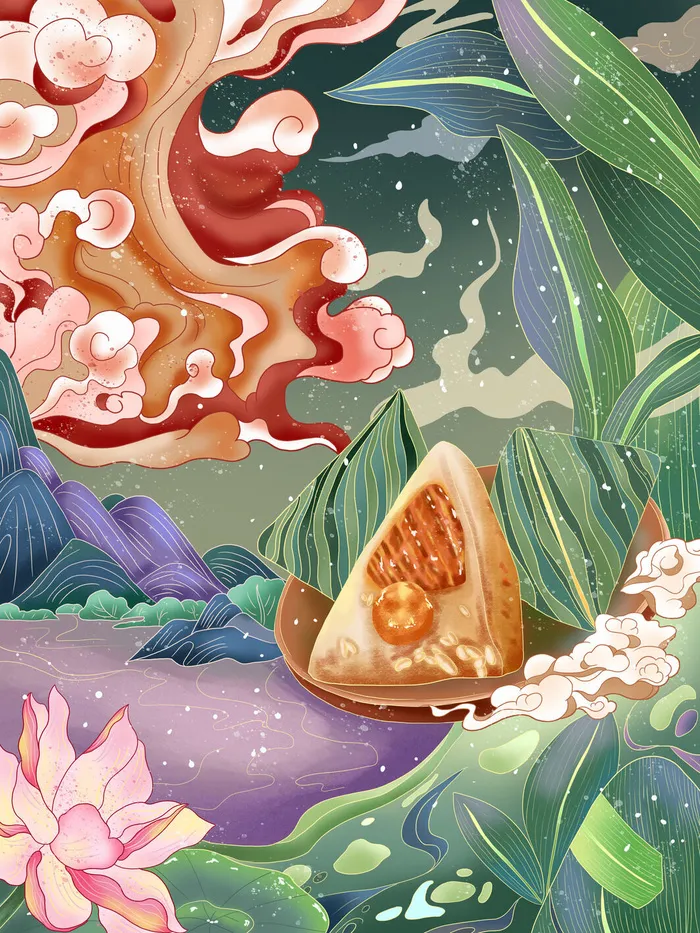 国潮风端午节节日绘画PSD素材psd模版下载
