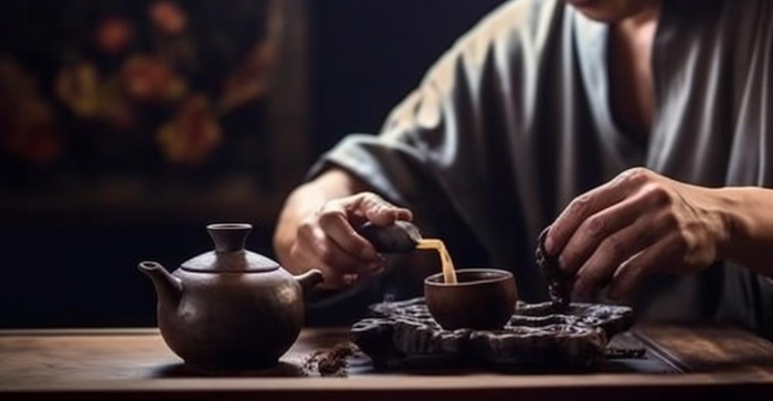 泡茶实物场景摄影背景