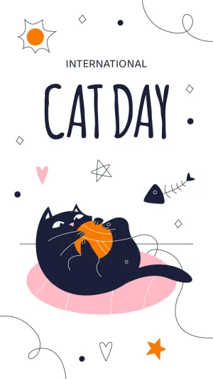 手绘可爱猫白色背景海报