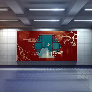 中国风国潮展板背景psd分层模板