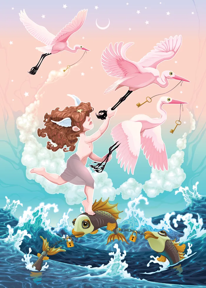 卡通海水人物eps,ai矢量模版下载