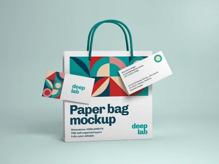 手提购物环保纸袋名片品牌文创VI样机展示PSD智能贴图素材模板