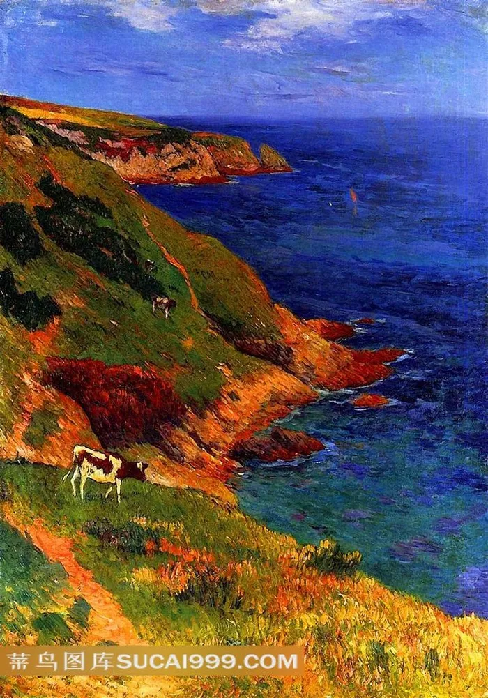 海岸油画素材世界名画