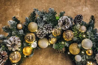 圣诞节红色金色圣诞球花环装饰(34)