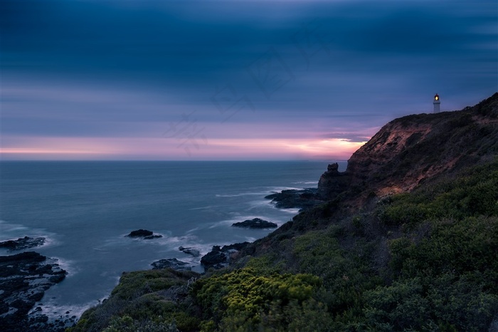 墨尔本莫宁顿半岛灯塔日落
