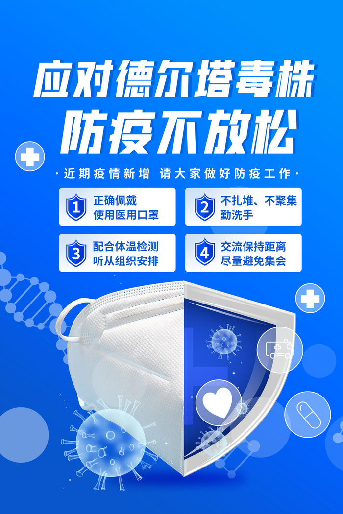 应对德尔塔毒株防疫公益宣传海报