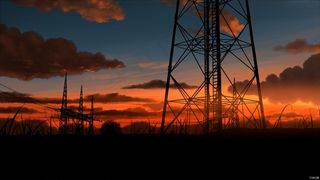 晚霞光线电线936