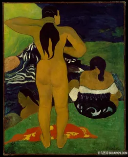 1716年，保罗 · 高更，塔希提女人沐浴油画图片