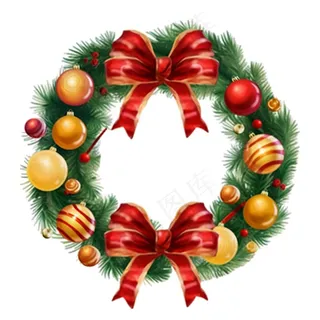 圣诞花环圣诞装饰元素插画免抠