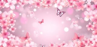 花朵粉色蝴蝶花瓣海报素材背景
