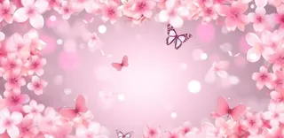 花朵粉色蝴蝶花瓣海报素材背景