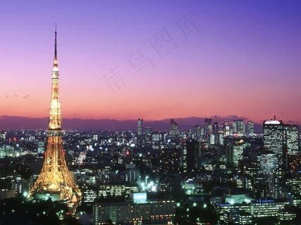 城市壁纸铁塔灯