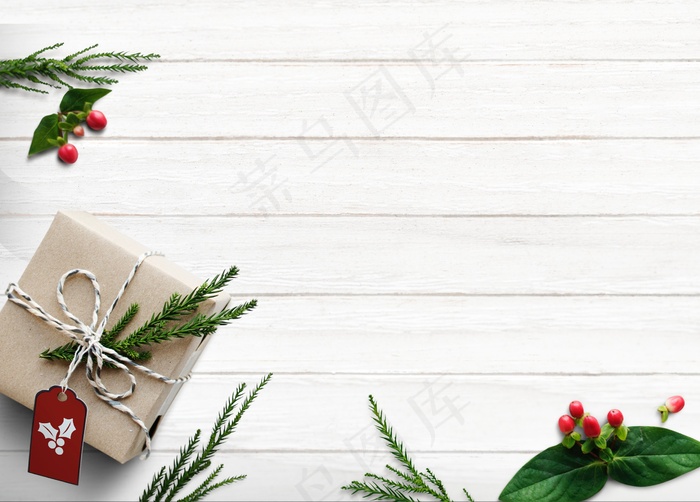 圣诞礼物木板背景图片