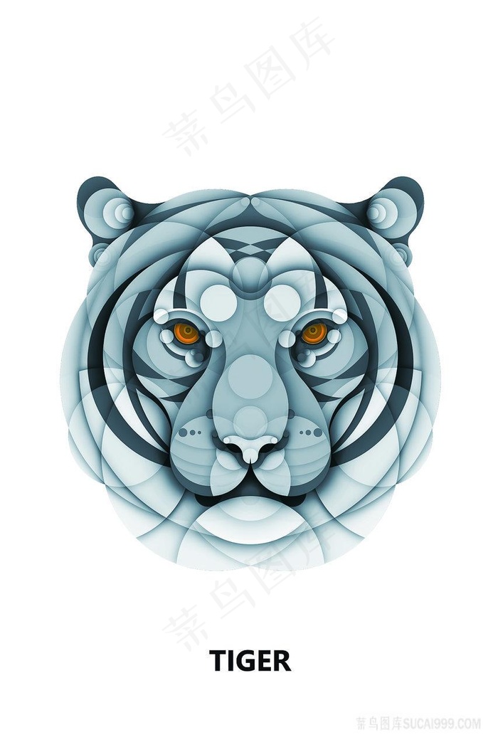 水彩老虎时尚插画