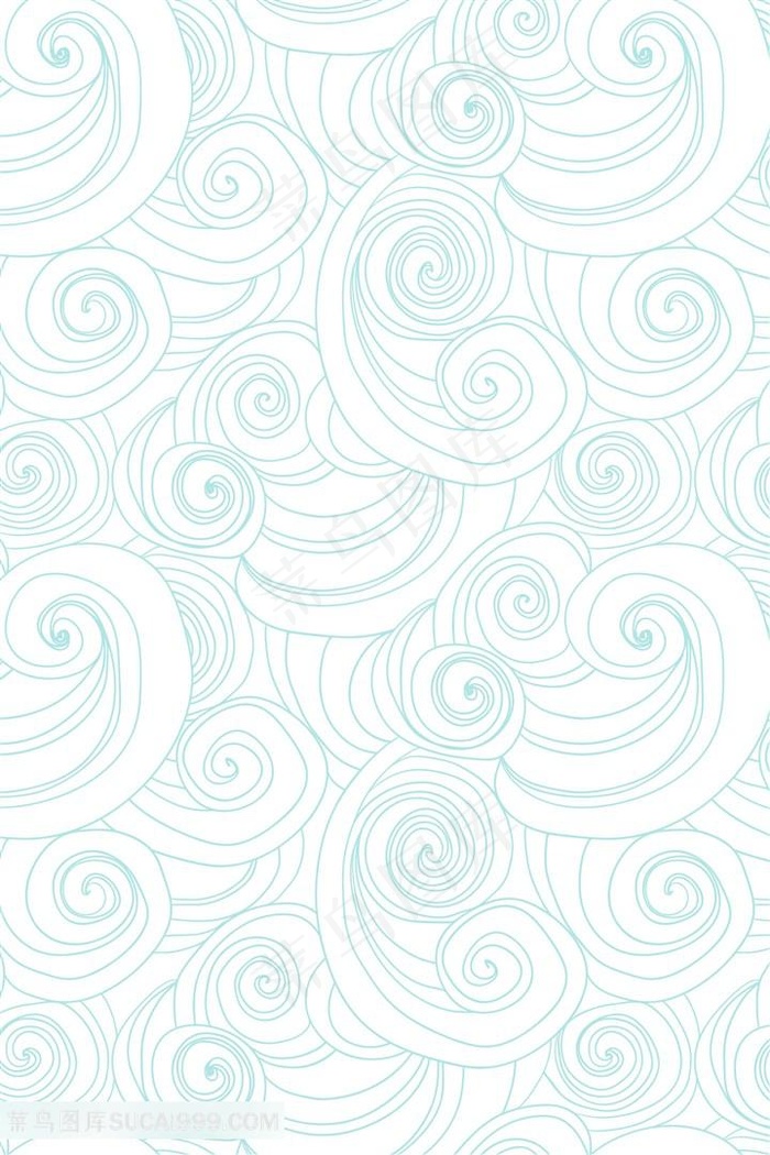 矢量古典复古线描祥云线描海水纹理背景