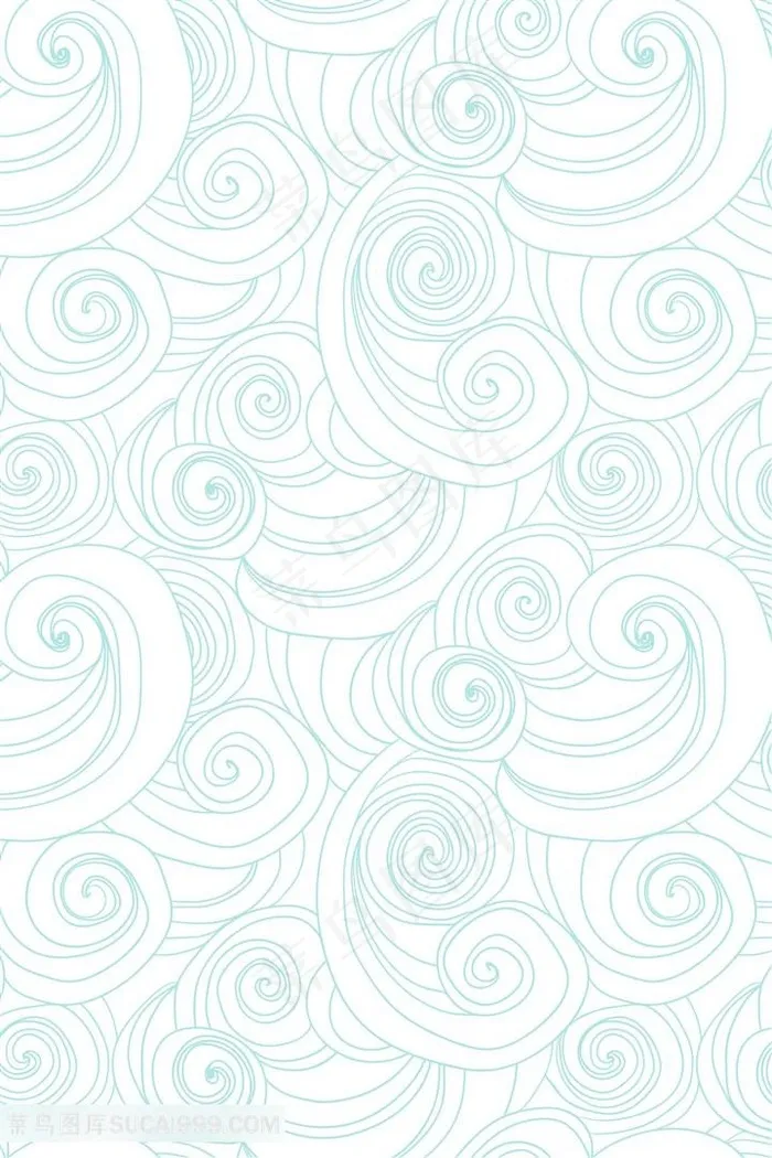 矢量古典复古线描祥云线描海水纹理背景