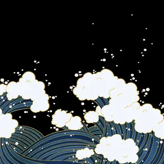 中国风国潮插画海浪波浪背景装饰浪花图案元素