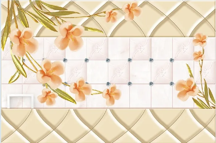 雕塑钻石花卉天鹅背景墙