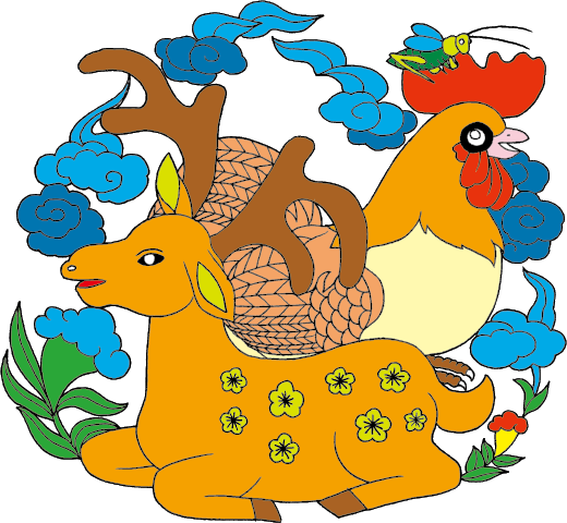 中国吉祥图免扣元素矢量图小鹿