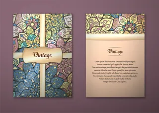 欧式花纹邀请函矢量模板