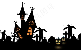 万圣节节日卡通素材城堡