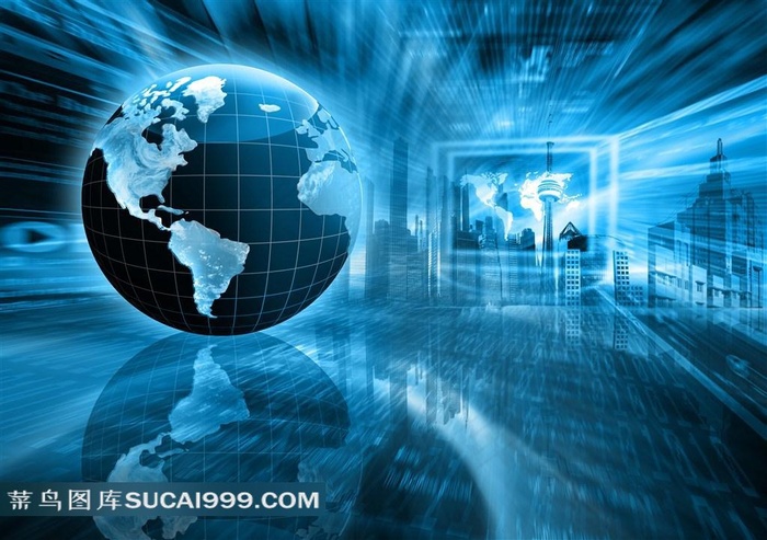 蓝色全球数码科技背景