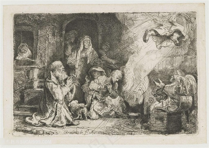 伦勃朗素描时尚教士装饰画