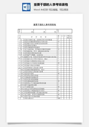 重要*的人事考绩表格word模板