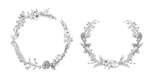 手绘矢量花卉小清新插画素材花艺边框婚礼logo婚礼请柬素材婚礼请柬素材