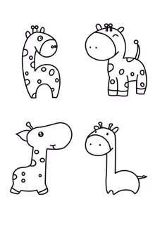 手绘简笔长颈鹿