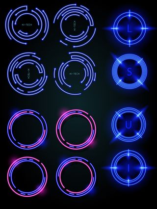 圆形环形发光边框 电商霓虹灯 科技感发光边框