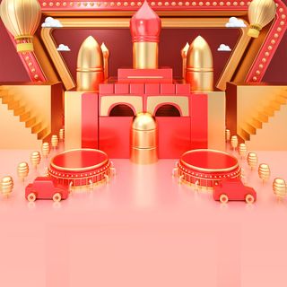 立体C4D场景电商首页主图直通车促销banner海报背景PSD素材