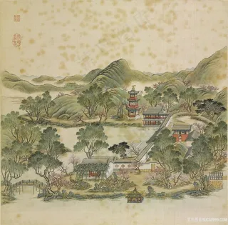 圆明园四十景慈云普护绘画图片