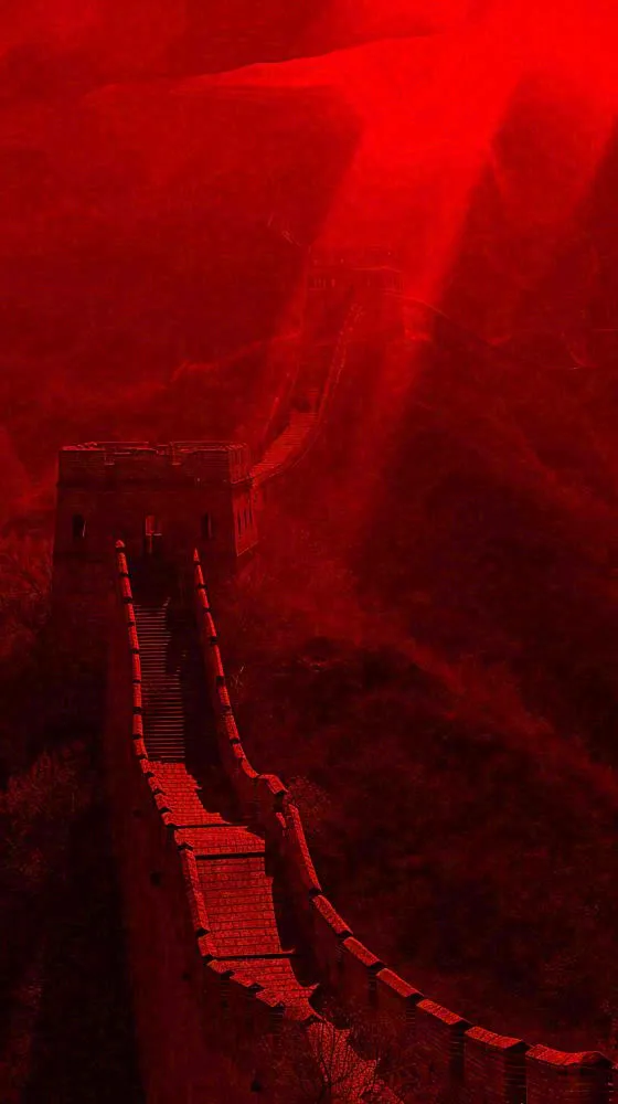 雄伟长城大气红色灯光(816x1456)
