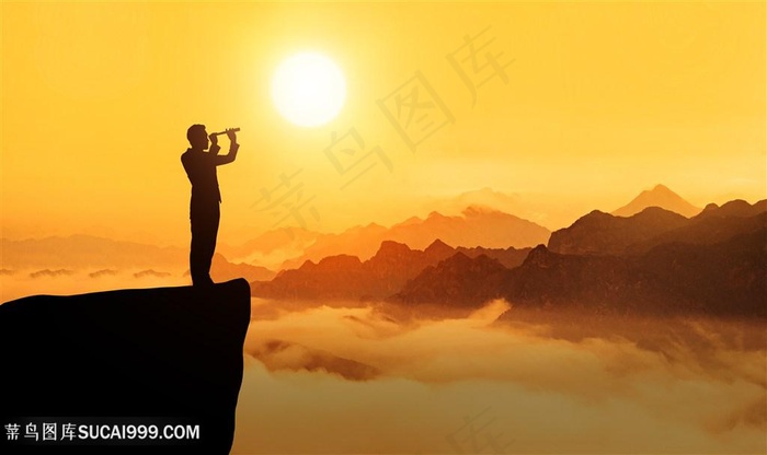 登山运动员剪影高清图片