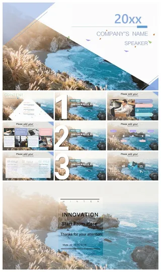 2016大气时尚扁平化商务工作汇报ppt模板
