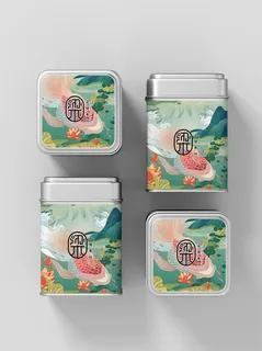 国风高档茶叶包装盒袋罐瓶LOGO标贴展示VI智能贴图样机PSD素材