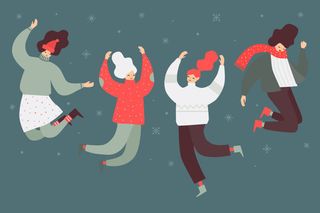 冬天服饰服装冬装穿冬装保暖冬季卡通人物男女装Ai矢量图片素材