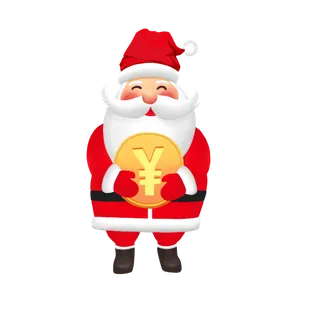 圣诞老人圣诞节圣诞金币卡通手绘 圣诞老人圣诞节圣诞金币卡通手绘