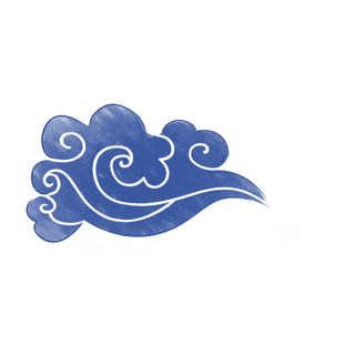 蓝色蜡笔画祥云免扣png透明素材