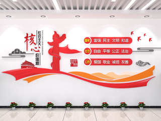 核心价值观党政基层社区农村背景党建文化墙