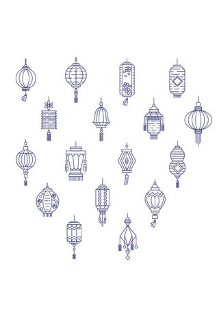 灯笼，矢量图，ai线性，素材