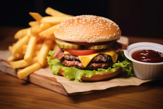 汉堡薯条美食摄影图