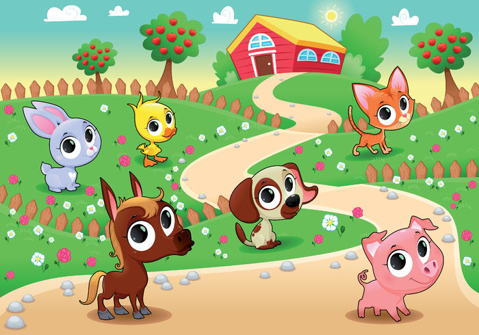 卡通田园与动物